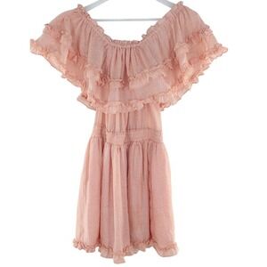 Talulah Pink Textured Ruffle Trim‎ Sleeveless Top HF21F383 Small